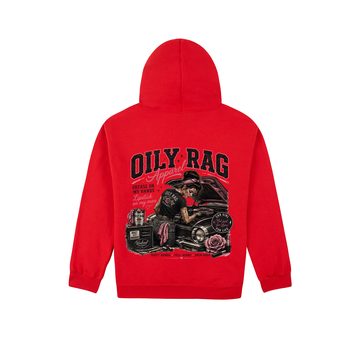 Cherry Red back flat lay