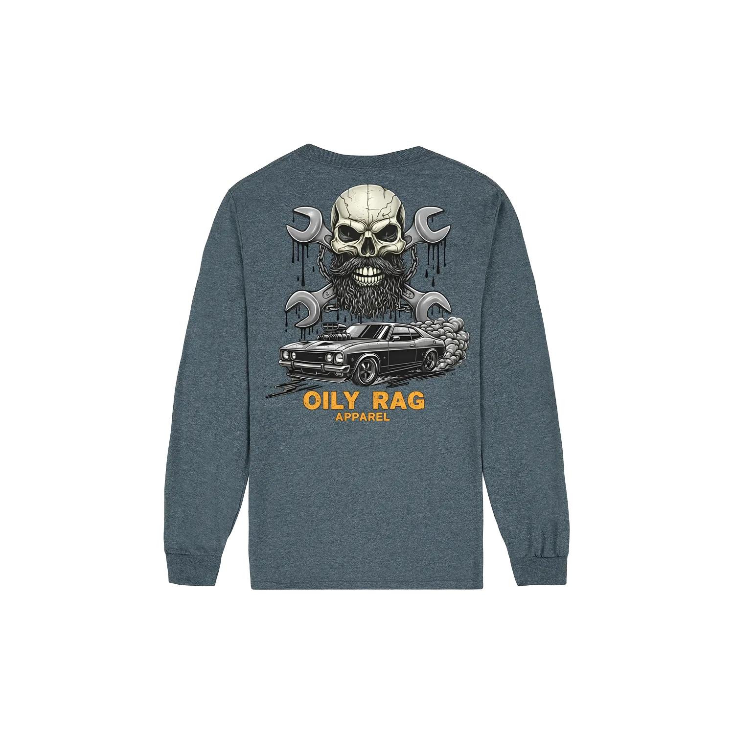 Dark Heather back flat lay