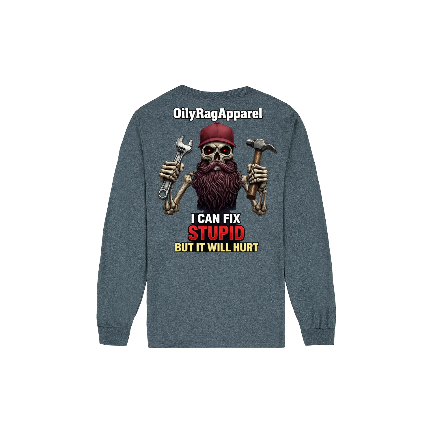 Dark Heather back flat lay