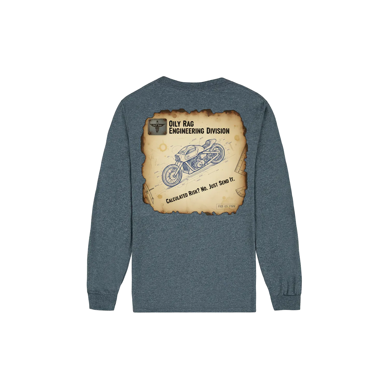 Dark Heather back flat lay