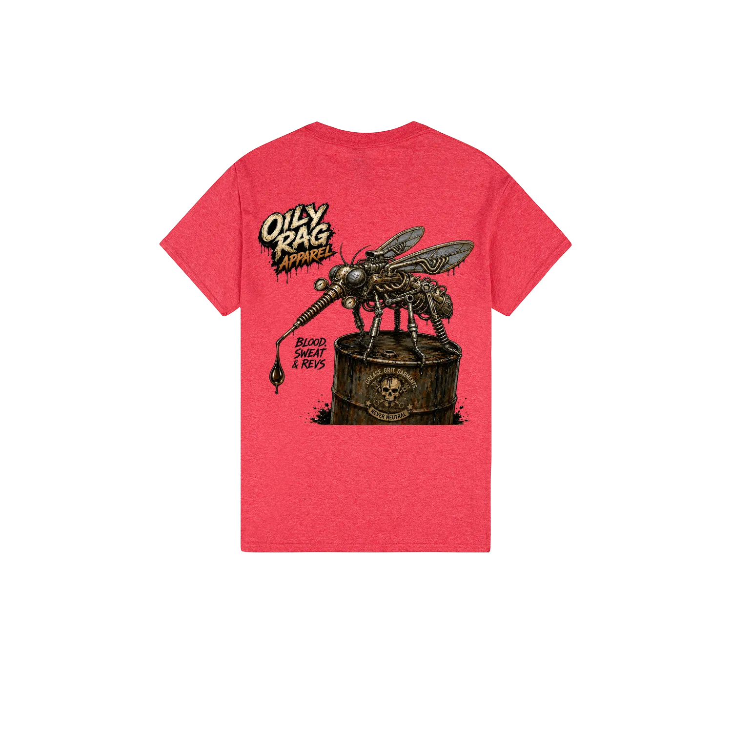 Heather Red back flat lay