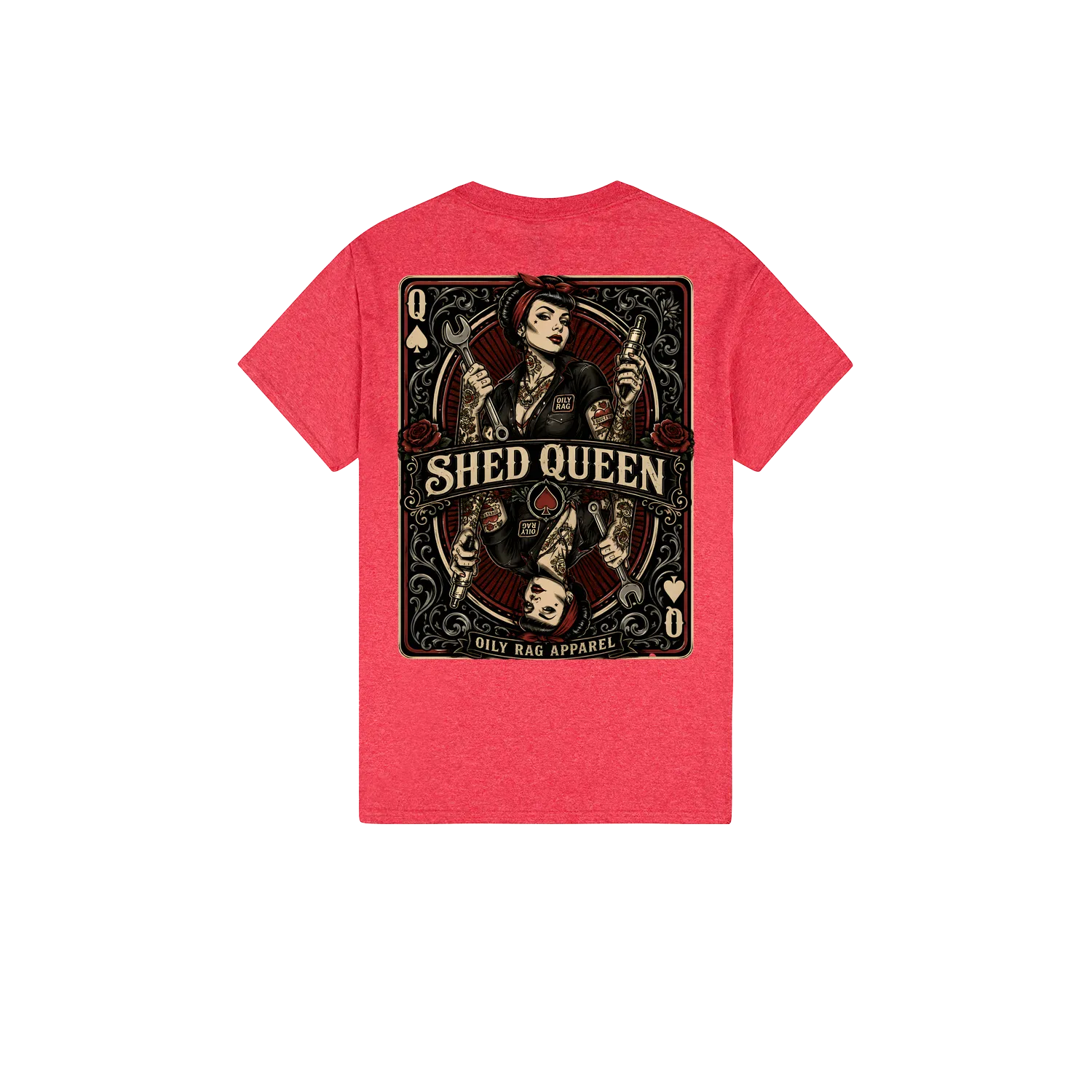 Heather Red back flat lay
