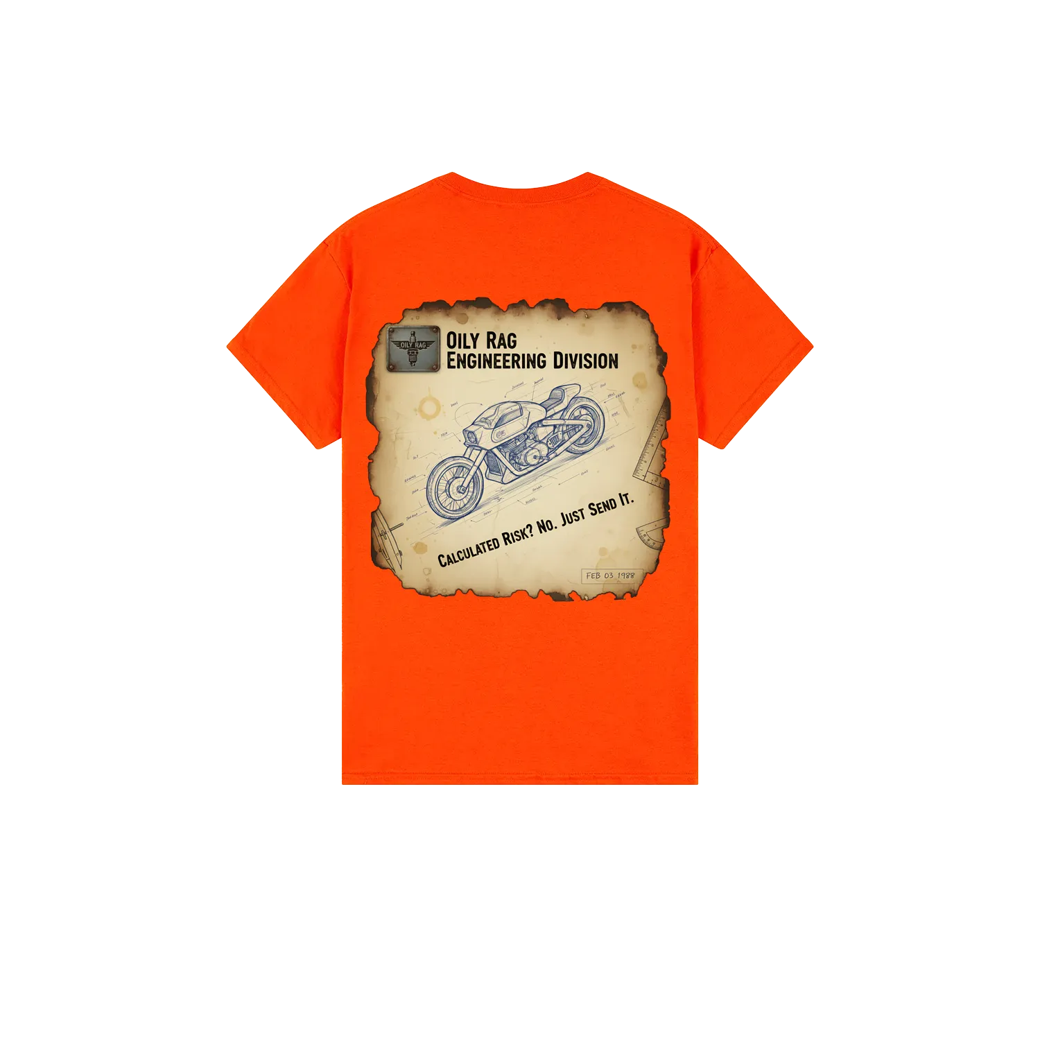 Orange back flat lay