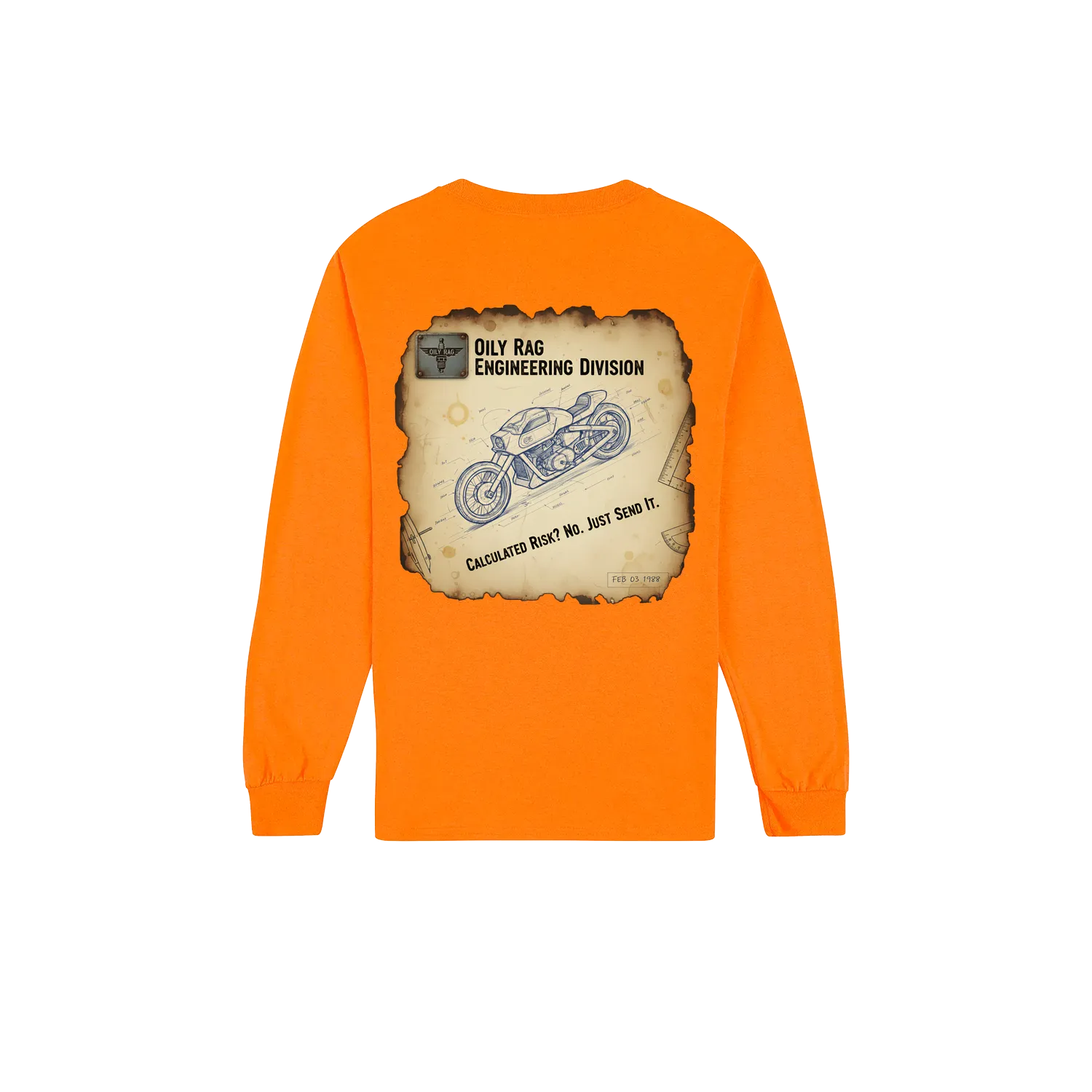 Safety Orange back flat lay