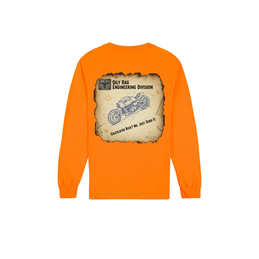 Safety Orange back flat lay